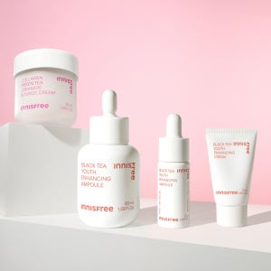 이니스프리 콜라겐 2종세트 콜라겐 그린티 세라마이드 탄력장벽 크림 50mL + 블랙티 유스 인핸싱 앰플 대용량 단품 세트
