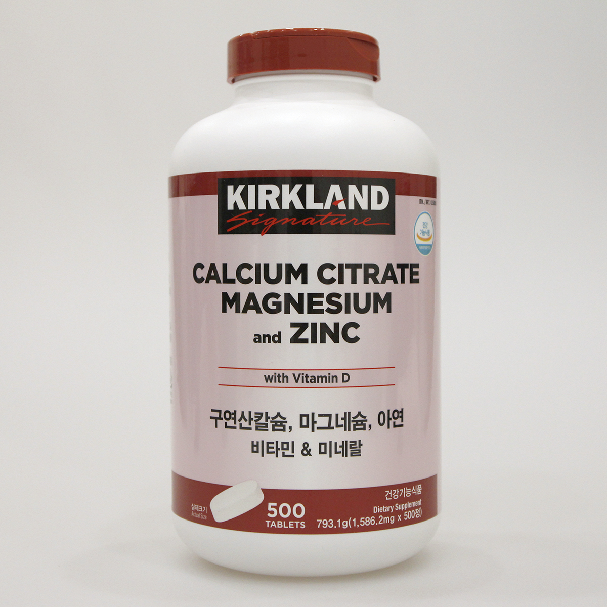 커클랜드 시그니춰 구연산 칼슘 마그네슘 아연 1,586.2mg x 500정 대용량 코스트코