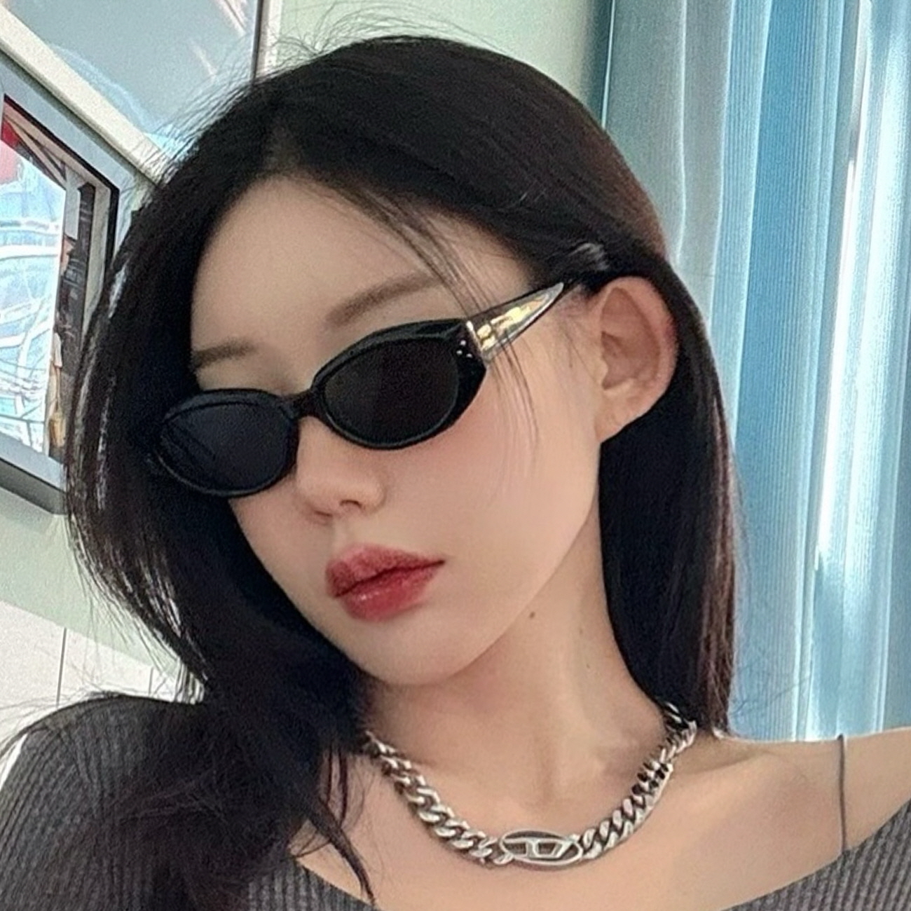 젠틀몬스터 선글라스 다다 DADA 01 블랙 뿔테 캣아이 여자 연예인 긱시크 오벌선글라스