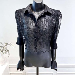 [VIVA] 24S 메쉬 시스루 크롭 펄블라우스