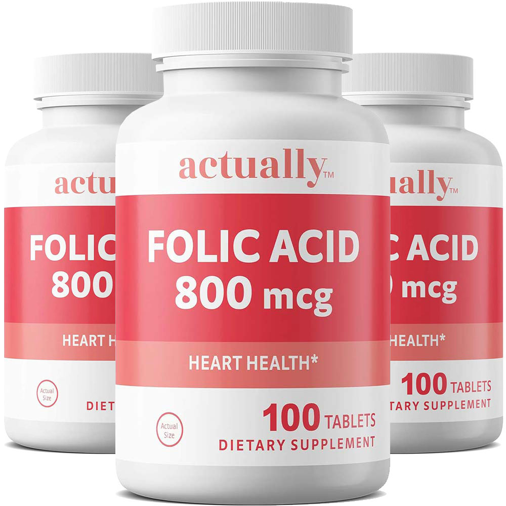 폴산 <b>엽산</b> Actually Folic Acid 800mcg 100정 3팩