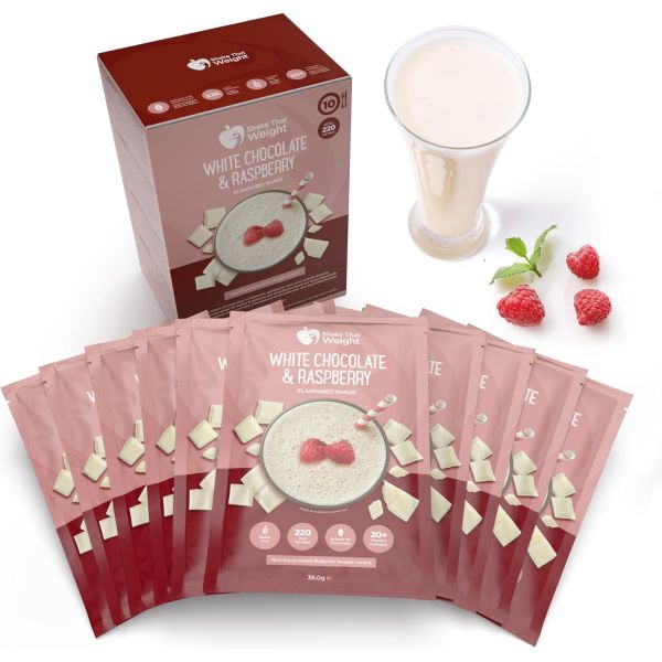 <b>쉐이크</b> 댓 웨이트 10배 화이트 초콜릿 &amp; 라즈베리 맛 식사 대체 보따리 초저칼로리 VLCD 고<b>단백질</b>