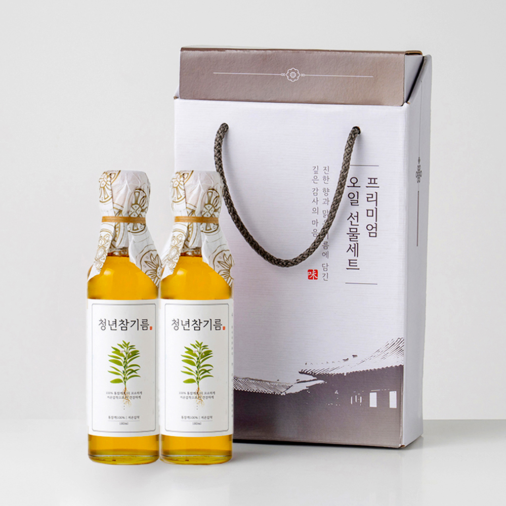 전라도 청년 저온압착 100%통참깨 청년참기름350ml x 2병