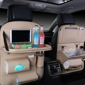 로앤제이 차량용 뒷좌석 가죽 수납함 자동차수납 시트백 차량용 수납함 포켓