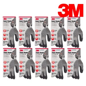 3M 슈퍼터프 라텍스 화이트 블랙 멜란지 캠핑 고급 작업 물류 코팅 장갑 (10개입)