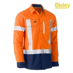비즐리 BS6177XT 하이비즈 플렉스무브 투톤 유틸리티 셔츠(긴팔) 오렌지