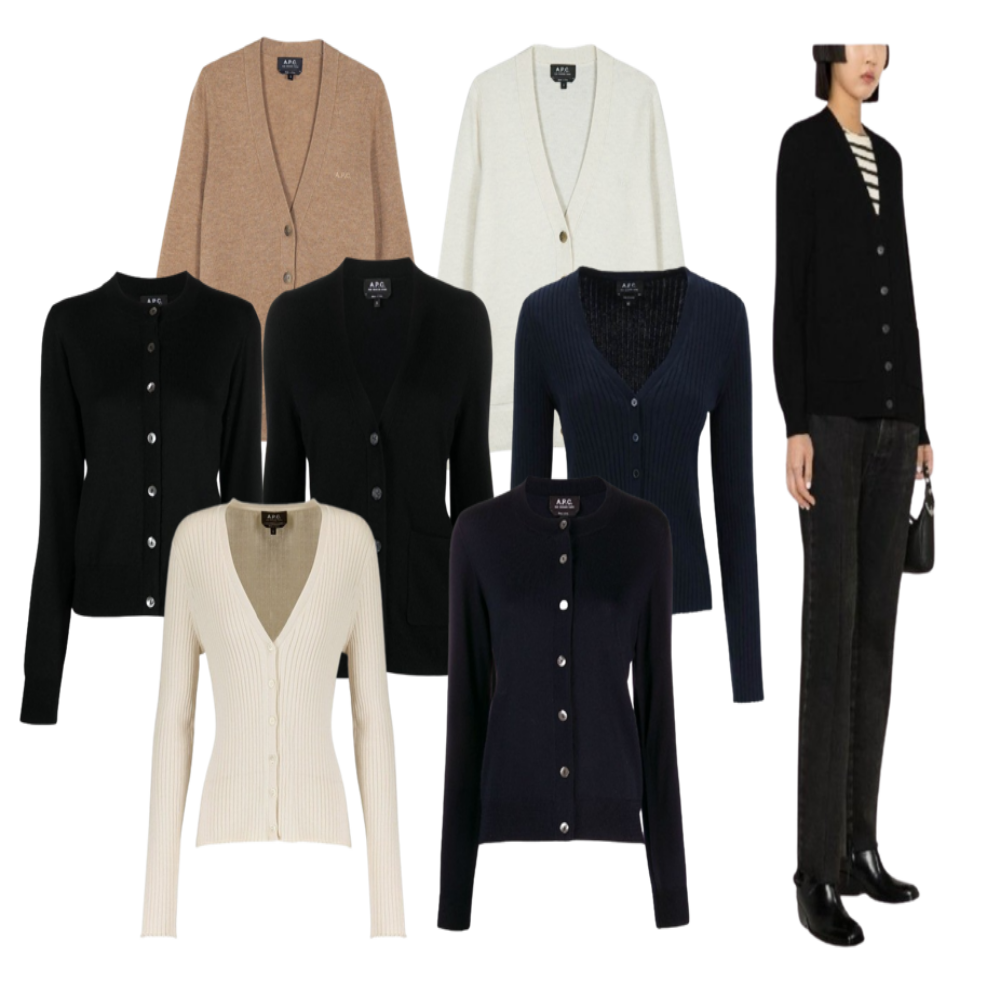 A.P.C 아페쎄 가디건 카디건 울 면 코튼 V넥