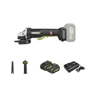 웍스 충전 앵글 그라인더 패들스위치 100mm 20V 4.0Ah 배터리2개 WU835.1