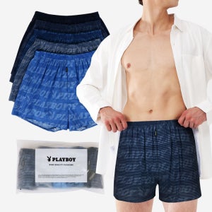 플레이보이 남성속옷 면 트렁크 남자팬티 로고 패턴 트렁크 5매입