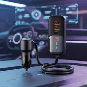 햅시 165W 디스플레이 5포트 차량용 시거잭 멀티 고속충전기 PD QC4.0 전압체크