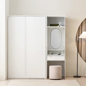 바스포르 레이나 1800 슬라이딩 옷장 세트 1200 옷장 (선반형)+600 수납화장대