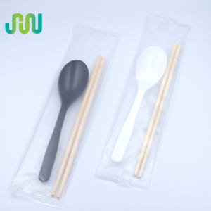 일회용 수저 세트 숟가락 대나무 젓가락 500개입 반투명 무지 (백색/검정)