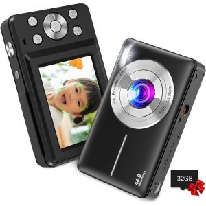 Nsoela 디지털 카메라 32GB 마이크로 SD 카드 포함 FHD 1080P 44MP 컴팩트 vlog 16 배 줌 경량 휴대 편리 미니 소형 초학자 포켓