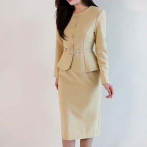 단정한 벨트 세트 원피스 출근 결혼식 모임룩