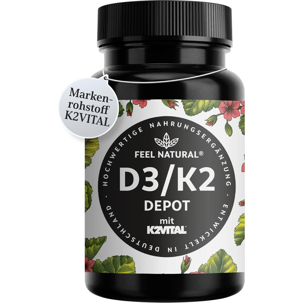 독일 필네추럴 Feel Natural Vitamin D3 + K2 비타민D3 5000iu + 비타민K2 100mcg 180정
