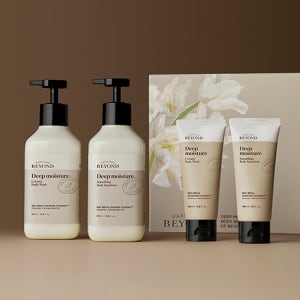 비욘드 대용량 머스크향 촉촉 딥모이스처 바디 프리미엄 2종 세트(워시 500mL+로션 500mL)