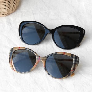 버버리 명품 선글라스 BE 4407 F 아시안핏 캣아이 체크 가벼운 뿔테