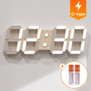 플라이토 무선 LED 벽시계 인테리어 거실 무소음 디지털 전자 벽걸이시계 하이브리드