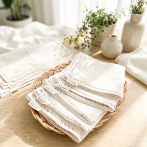 에코엘리아 국산 친환경 강화 정련 2겹소창 꽃잎자수손수건 선물세트 답례품 집들이 감사선물