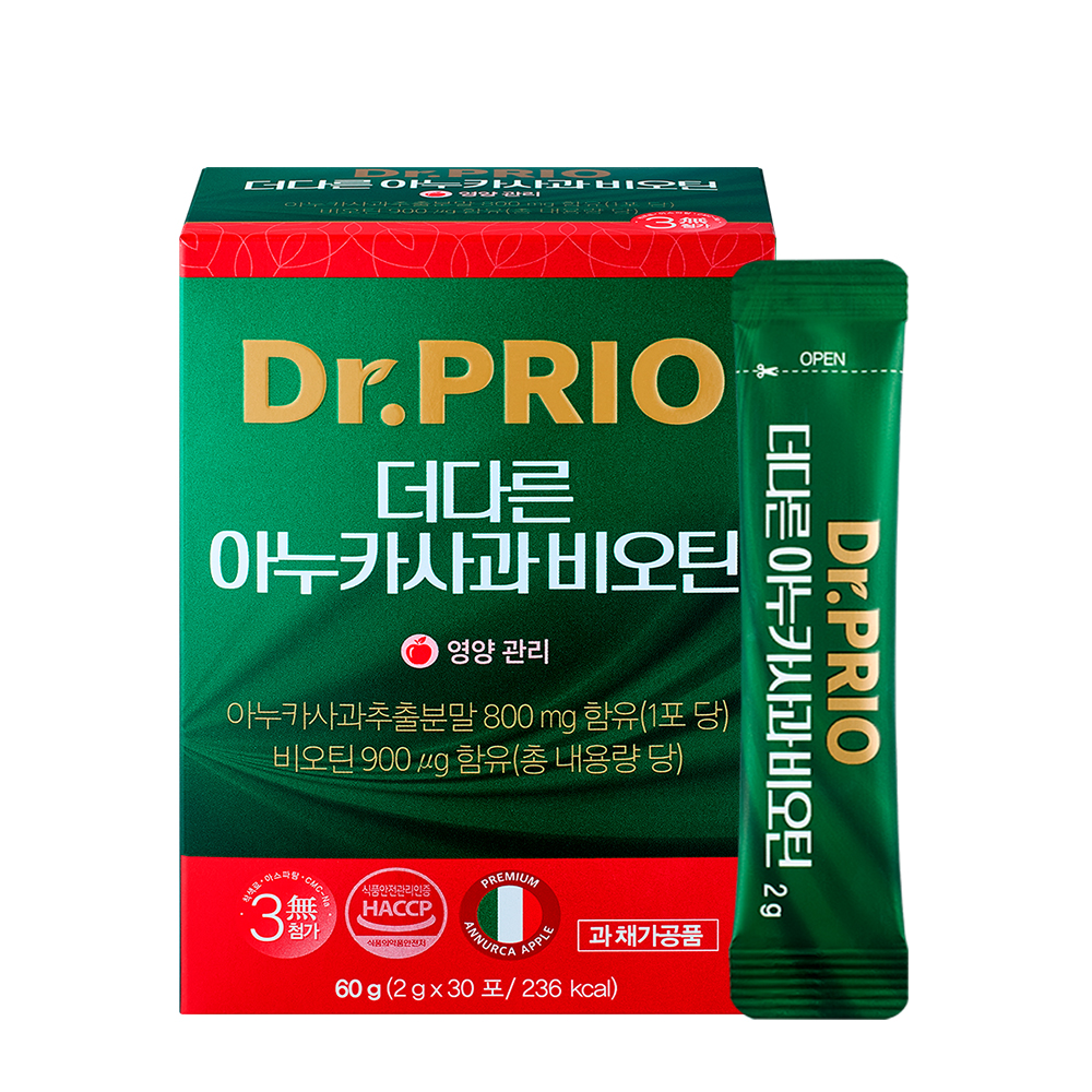 <b>닥터프리오</b> 아누카사과 비오틴 맥주효모 60g 30포 1박스 1개월분