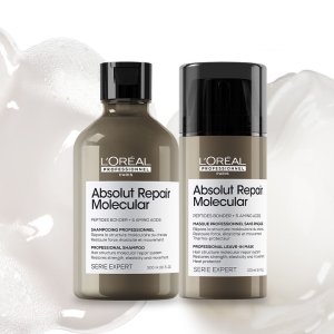 [클리닉/극손상케어] 로레알 앱솔루트 리페어 몰큘러 샴푸 300ML + 리브인 크림 100ML 듀오 세트