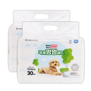 [국제멍멍패드] 반려견 강아지 배변패드 (60x70 cm) 대형, 60매입, 2개