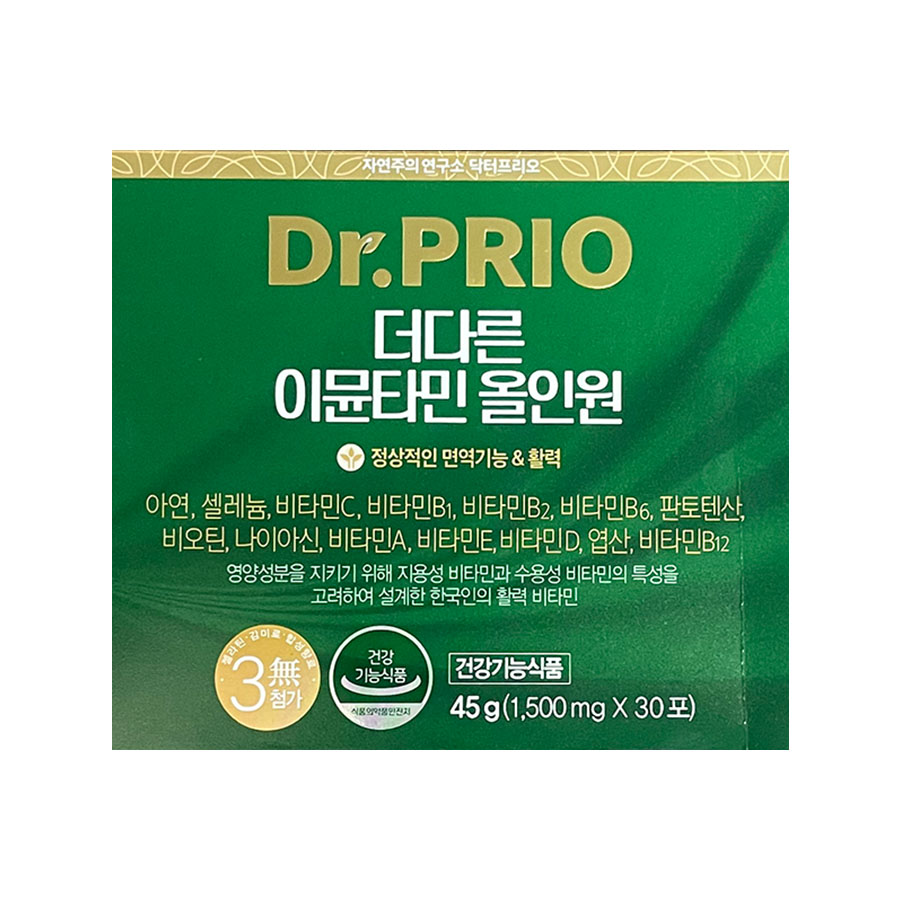 <b>닥터프리오</b> 더다른 이뮨타민 올인원 1500mg x 30포 / H