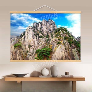 산그림 산수화 동양화 수묵화 해 일출 태양 풍경화 풍수 생기 재물운 현관 벽 사진 장식