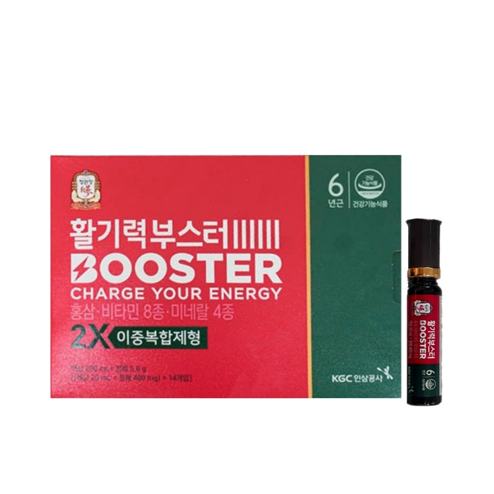 <b>정관장</b> 활기력 부스터 액상20ml 정제 400mg 14병 활력 충전 6년근홍삼 비타민미네랄