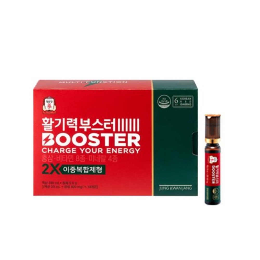 <b>정관장</b> 활기력 부스터 액상20ml 정제 400mg 14병 활력 충전 6년근홍삼 비타민미네랄
