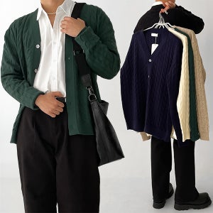 남자니트가디건 남자꽈배기가디건