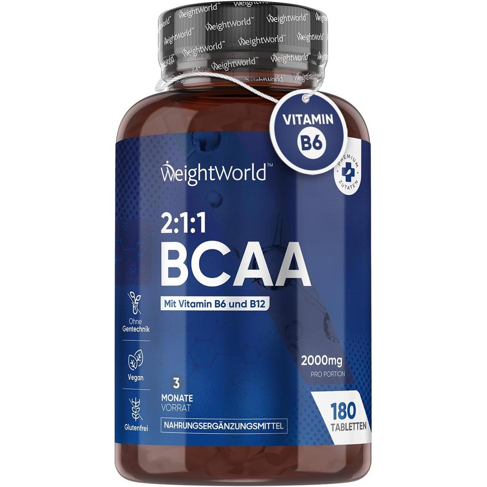 독일 <b>웨이트월드</b> WeightWorld BCAA BCAA 2000 mg with 비타민 B6 B12 180정