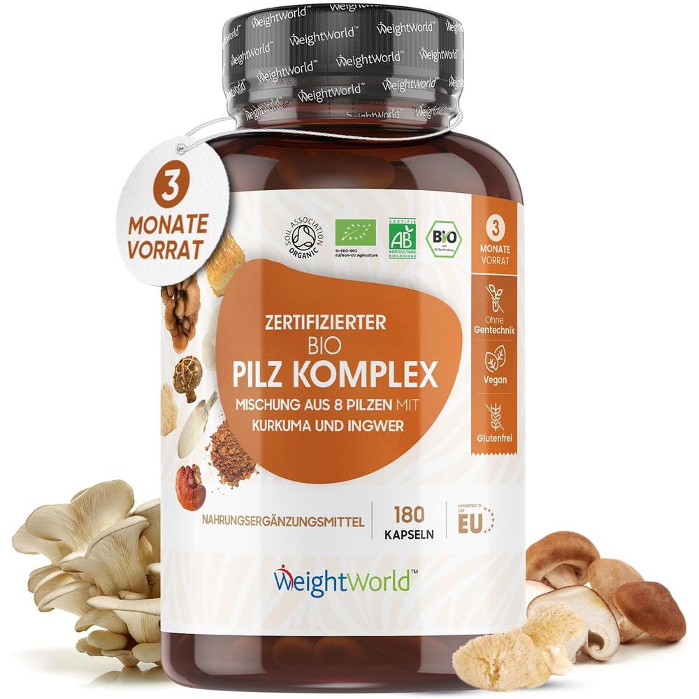 독일 <b>웨이트월드</b> WeightWorld Mushroom 머쉬룸 콤플렉스 8가지 버섯 추출물 180정