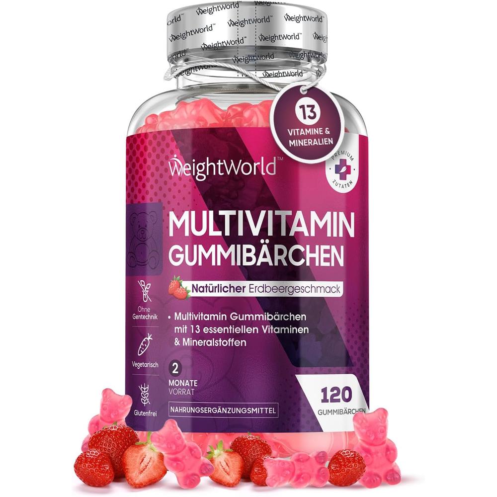 독일 <b>웨이트월드</b> WeightWorld Multivitamin Gummy 멀티비타민 구미 with 14 비타민 &amp; 미네랄 120정