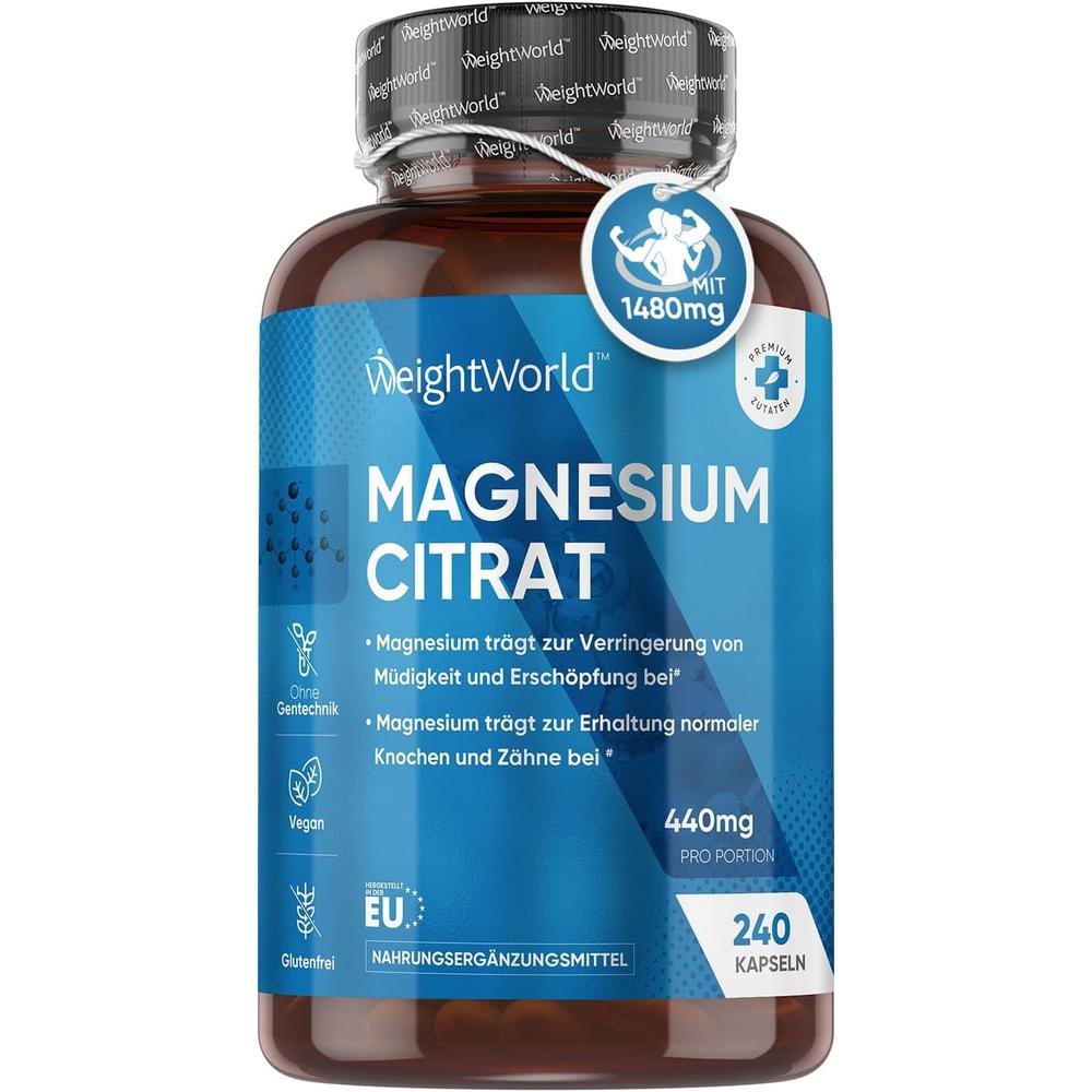 독일 <b>웨이트월드</b> WeightWorld 마그네슘 시트레이트 440mcg 마그네슘 구연산염 240정