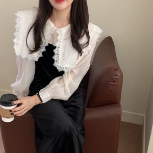SALE-빅카라 벨벳 콤비 테르 원피스