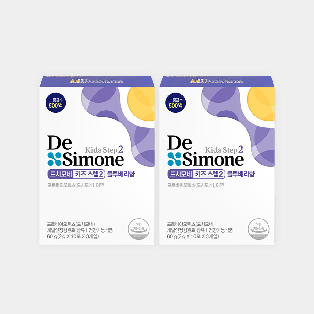 드시모네 키즈 스텝2 블루베리향 (보장균수 500억, 아연) 30포, 2개