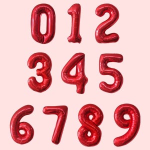 강렬한 레드 숫자 풍선 / 여친 남친 생일 파티 용품 기념일 축하 이벤트 풍선 0