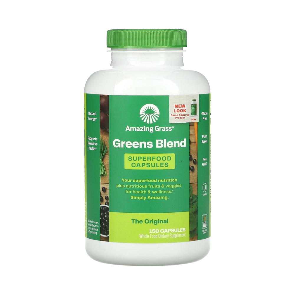 Amazing Grass, <b>그린</b> 블렌드, <b>오리지널</b> 슈퍼푸드 편리한 캡슐 <b>150정</b>