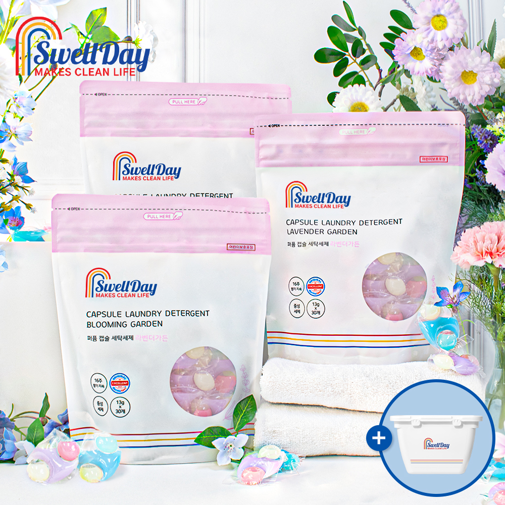 스웰데이 16주 향기지속 퍼퓸 캡슐세제 올인원 대용량 고농축 세탁세제 라벤더향 90개