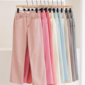 [F/W 이월세일] 팬시 피그먼트 워싱 컬러 와이드 코튼 팬츠 (S-XL)