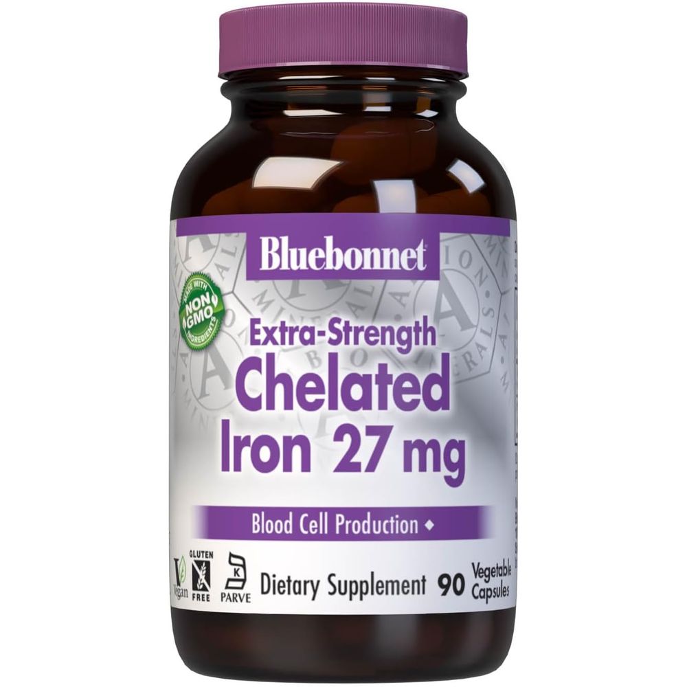 블루보넷 <b>킬레이트 아이언 27mg</b> 베지 캡슐 90개 글루텐 프리 코셔