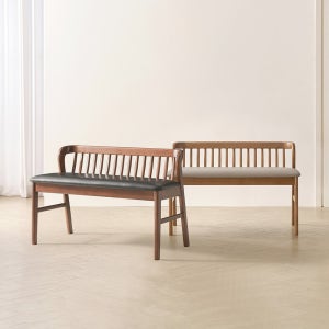 라로퍼니처 허그 고무나무 원목 식탁 벤치 카페 인테리어 체어 방석 밴치 의자 2인용