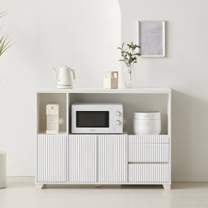 바로방가구 밥솥 선반 와이드 렌지대 홈카페장 바우 1200, 3단, 화이트