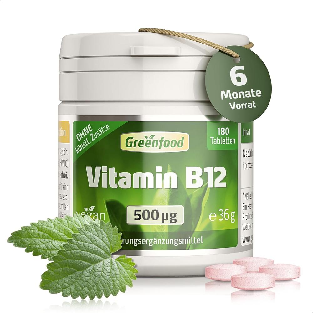독일 <b>그린푸드</b> <b>Greenfood Vitamin</b> B12 <b>비타민</b>B12 500mcg 180정