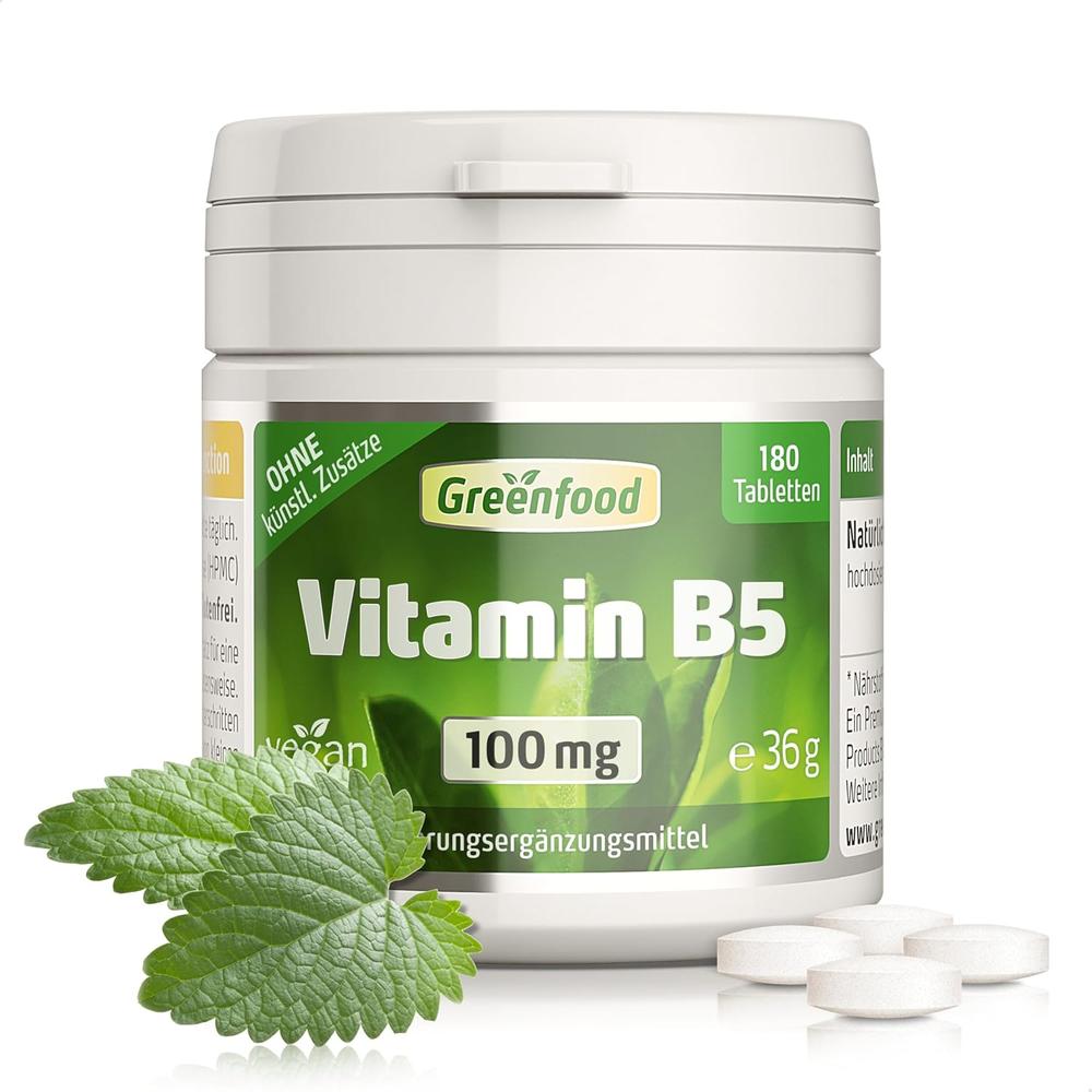 독일 <b>그린푸드</b> <b>Greenfood Vitamin</b> B5 <b>비타민</b>B5 판토텐산 100 mg 180정