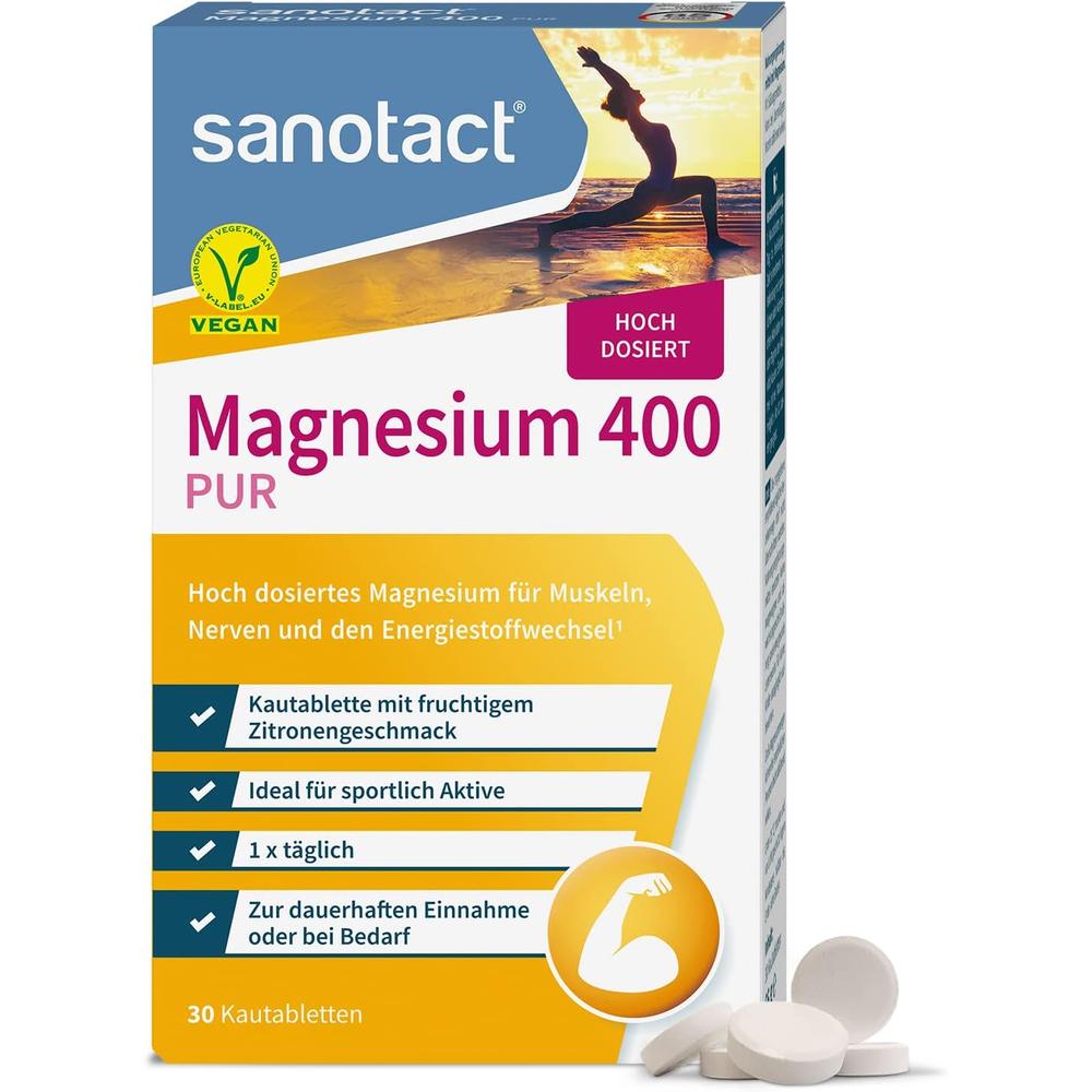 독일 자노탁트 <b>sanotact Magnesium</b> 마그네슘 400 mg 츄어블 레몬맛 30정