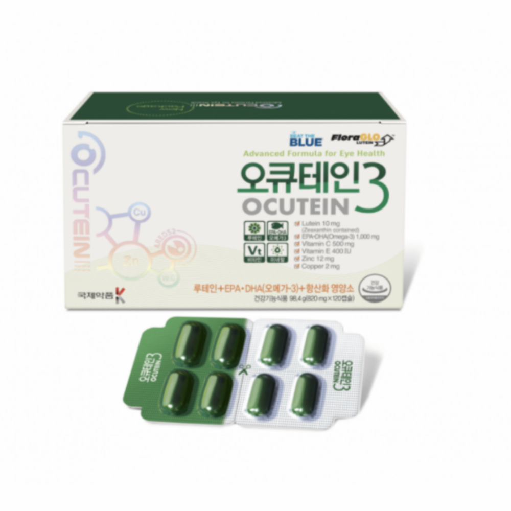 국제약품 오큐테인3 루테인 지아잔틴 오메가3 눈영양제 820mg x 120캡슐 [1개월분]