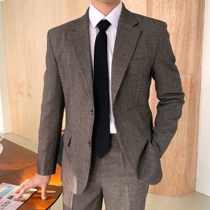 남자 수트 정장 글렌체크 면접정장 하객룩 결혼식 셋업