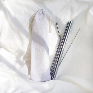 다회용 재사용 스테인레스 빨대 파우치 세트(일반형, 버블티형 혼합)
